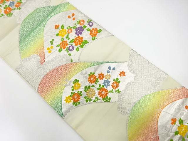 JAPANESE KIMONO / ANTIQUE FUKURO OBI / SILK / WOVEN MOUNTAINS